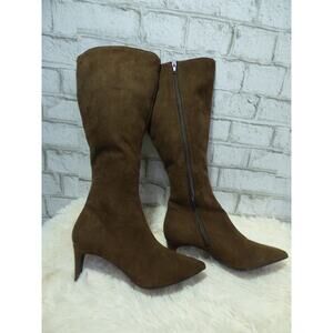 Alfani Step Flex Brown Suede Knee High Stiletto Heel Boots 6.5 NEW